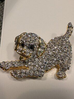 Butler and Wilson crystal puppy brooch